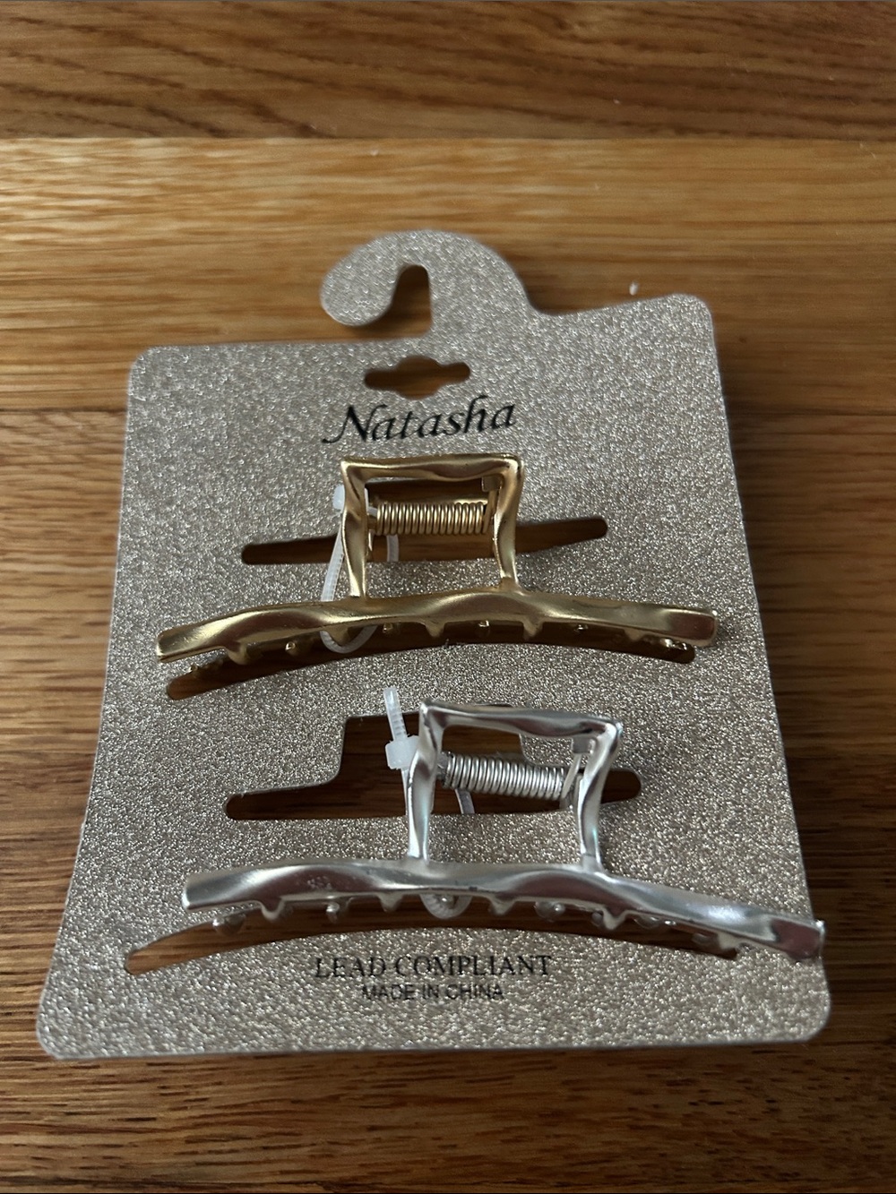 Natasha Couture Metallic Hair Claw Duo - Gold & Silver